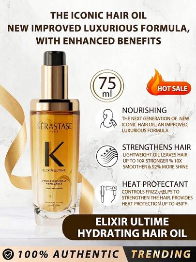 Kérastase Elixir Ultime Refillable Hydrating Hair Oil Kerastase Hair Treatment 2.53oz/75ml Intensive-Nourishment Long-Lasting-Moisture Damage-Repair Non-Greasy Shine-Smooth Refillable-Packaging Girlfriend Wife Mother Friend Birthday Graduation Party Travel Camping Outdoors School Campus Trip Festivals Anniversary Winter Christmas Special Occasions, Party Relaxed Style Office Looks Effortless Elegance