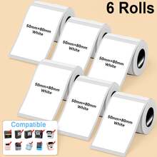 6 Roll Label Printer Tape, Compatible With M110/M120/M220/M108/M100 Label Printers (5.0 Cm X 8.0 Cm), Suitable For Express Labels And Category Labels. - View 2