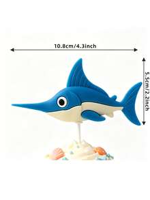 1件海洋動物蛋糕裝飾品，章魚、鯊魚、鯨魚、螃蟹與珊瑚裝飾，適用於嬰兒洗禮、生日，非玩具，請遠離14歲以下孩童 - 彩色 - 查看 17