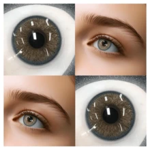 LEERMOO 6个月抛型隐形眼镜，直径14.2mm，基弧8.6mm，小瞳孔，棕色，适合浅色和深色瞳孔，自然妆容，角色扮演，适合女性和女孩，秋冬季节完美之选，Y2K韩式风格，适合生日、圣诞派对、返校季、时尚妆容。 - Genshin Moon Brown - 查看 5