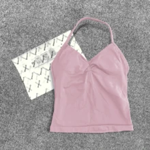 DYFINE Longline Strappy Top Top For Women, Fitness Yoga Top With Backless Ruched Design, Cropped Top With Built-In Bra Year-Round Wear For Gym & Daily Use, Highlights Your Figure - 淺玫瑰 - 查看 6