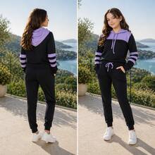 Girls' Tracksuit Set, Sizes 4 To 14 Years. - Lilac Purple - View 8