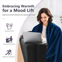 Heated Blanket Throw, 72"Lx84"W Oversized Flannel Heated Blankets, Warm And Snuggly Cozy, Auto Shut-Off 10 Hours, Machine Washable, - 藍色 - 查看 2