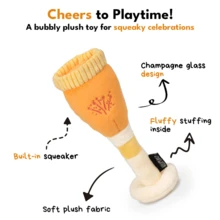 Dog Toy, Squeaky Dog Toys For Boredom, Plush Dog Present Chew Toy For All Breeds Dogs, Champagne Shape Interactive Dog Toys For Birthday Stimulating Gifts - Champagne Glass - View 2