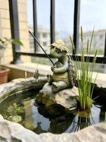 1 pieza Tortuga de Pesca Divertida de Resina de Dibujos Animados Decoración de Jardín, Adecuada para Decoración de Estanque Exterior/Patio, Decoración de Características de Agua, Perfecta para Jardinería del Hogar Europeo y Americano, Estatua en Miniatura Creativa, Gran Opción de Regalo, Decoración de Jardín, Ornamento de Jardinería, Jardinero Pescador, Decoración de Jardín de Ocio, Decoración de Gnomo de Jardín del Hogar (Caña de Pescar Dentro de la Caja) - Múltiples estilos - Ver 1