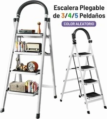 Escalera Plegable de 3/4/5 Peldaños,Antideslizante,Ligera y Portátil, Multifuncional para Hogar,Cocina,Armario y Exterior (Color Aleatorio) - Color Aleatorio - Ver 1