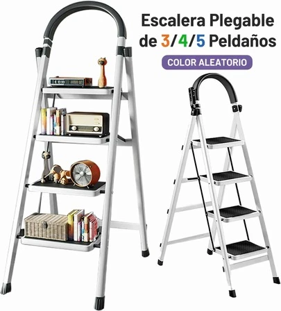 Escalera Plegable de 3/4/5 Peldaños,Antideslizante,Ligera y Portátil, Multifuncional para Hogar,Cocina,Armario y Exterior (Color Aleatorio)