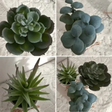 3pcs Artificial Succulent Potted Plants, Maintenance-Free, Ins Nordic Style Healing Desk Decor, Suitable For Home Desk, Bathroom, Bedroom, Holiday Party, Office And Multiple Scene Desktop Decoration Faux Plants - Army Green - View 10