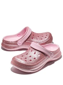 CIVHOM Zuecos para mujer con estampado de teñido anudado vibrante - Suaves, ligeros, transpirables, antideslizantes, cómodos para playa y jardín, calzado para todas las estaciones - Rosa - Ver 4