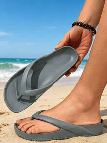 A Pair Men Thick Sole Cloud Flip Flops Arch Support Non-Slip Soft EVA Summer Beach Casual Slide Slippers - Grey - View 1