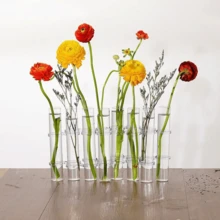 6pcs Transparent Household Test Tube Vases, Hydroponic Flower Pots, For Home Decor Vases, Holiday Gift, Stylish Glass Decorative Items, Fresh Flowers, Hydroponic Plant Containers, Decorative Vase Set For Home Arrangements - A - View 6