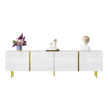 High-Gloss TV Cabinet With Four Doors, Modern And Simple, In White. - White - View 1