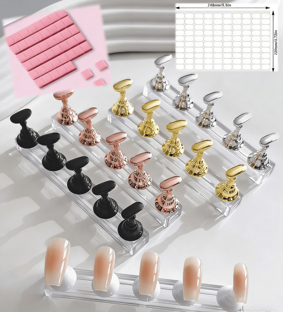 96 Pieces Adhesive Poster Tacky Putty Sticky  Mounting Putty Reusable & Removable Wall Peace Tack Fun-Tak Putty For Hanging Pictures, Art Photography(Pink)Sticky Tack Putty Are Ideal For Hanging Pictures, Posters, Notes, Ornaments, Memos, Children's Artwork, Party Decorations. Not Suitable For Glass Or Fragile Things Nail Supplies Kit Acrylic For Nail Tech And  Beginners Best Seller Mother's Day Gifts Bulk - 96片粘土 - 查看 1