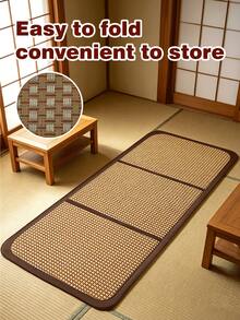 Foldable Japanese-Style Rattan Woven Cooling Mat, Breathable Non-Slip Tatami Floor Carpet For Bedroom/Living Room, Summer Use, Easy Storage - Folding Carpet - View 5