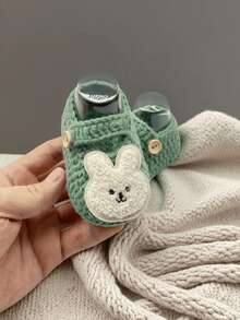 1 Pair Infant Rabbit Applique Slippers, Beige & White Infant Shoes - Mint Green - View 2