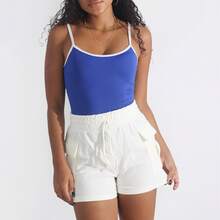 Kit Of 2 Women's Cargo Shorts, Lightweight Fleece Shorts, Loose Fit, Comfortable Cotton - 白色/寶藍色 - 查看 2
