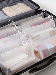 Transparent Reusable Zipper Bags With Finger Loops With Durable Handles,Multifunctional Cosmetic Pouch,Suitable For Travel Storage,Space Saving - Multicolor - View 1