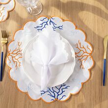 American-Style Placemat Set With Embroidered Charger Plates And Simple Napkins. Table Setting Kit With Simple Napkins. - Rosa coral - Ver 9