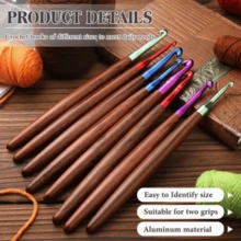 1/9pcs Crochet Hooks, 3mm-7mm Sizes Available, Colorful Aluminum Crochet Hooks With Wooden Handles, Suitable For Crocheting Yarn, Ideal For Sewing DIY Projects - Crochet Needles - View 8