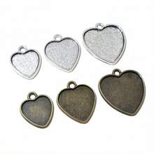10 piezas de 16mm, 20mm, 25mm de tamaño interior, bandejas de bisel en forma de corazón para hacer accesorios de joyería DIY - Corazón - Ver 10