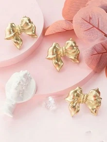 1个蝴蝶结拉手，单孔旋钮，优雅金色蝴蝶结造型抽屉拉手 - 时尚橱柜门把手，适用于家居装饰，包含橱柜和抽屉旋钮的安装五金件 - A-金色 - 查看 1