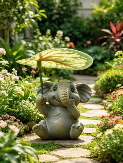 1 món đồ trang trí sân vườn hình động vật bằng nhựa dễ thương, tượng ếch sáng tạo có ô che nắng, đồ trang trí ngoài trời chịu được thời tiết cho sân hiên, bãi cỏ, ao hồ và nhà cửa.