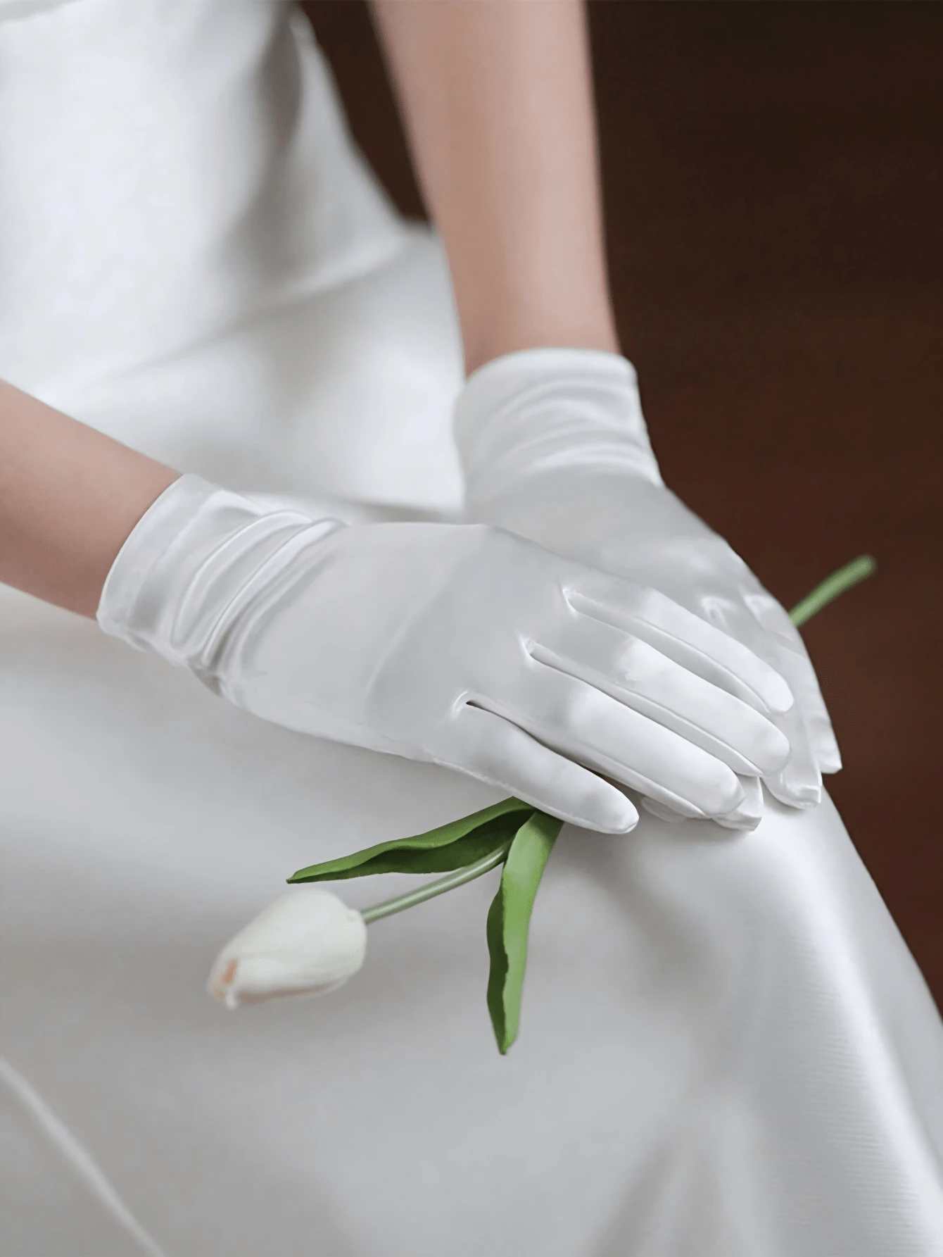 1 Pair Elegant Minimalist Versatile Short Bridal Gloves, Suitable For Weddings, Banquets, Cosplay, Parties, Photography Studios And Other Occasions - Multicolor - View 1