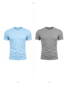 Kit 2 T-Shirts Plain T-Shirts 100% Polyester - Baby Blue and Gray - View 2