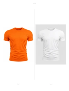 Kit 2 T-Shirts Plain T-Shirts 100% Polyester - Orange and White - View 2