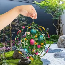 1pc Easter Egg Garden Wind Chime Decor, 3D Rotating Wind Chime, Large Outdoor Bird Repellent With 360° Unlimited Rotation Hook, Outdoor Garden And Yard Decoration - A - View 8