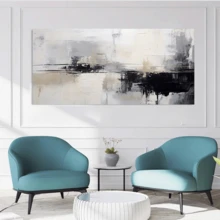1 pezzo Decorazione da parete in tela d'arte astratta moderna - Eleganti pennellate beige, nere e bianche, adatta per soggiorno, camera da letto, stile contemporaneo, decorazione da parete astratta, design artistico, decorazione d'interni estetica, con o senza cornice, decorazione per la casa, regalo ideale per il riscaldamento della casa, decorazione per appartamenti di college, decorazione da parete per hotel, casa, soggiorno, camera da letto, bagno e ufficio - A - Visualizzare 6