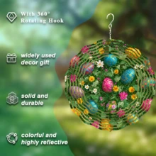 1pc Easter Egg Garden Wind Chime Decor, 3D Rotating Wind Chime, Large Outdoor Bird Repellent With 360° Unlimited Rotation Hook, Outdoor Garden And Yard Decoration - A - View 4