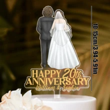 1 pieza de siluetas de novia y novio de acrílico para decorar pastel de boda, personalizado, celebración de aniversario, pareja de mascotas Sr. y Sra., novia y novio rústicos personalizados, 1 pieza de decoración de pastel de cumpleaños con diseño floral y de corazón, con acentos dorados, adecuado para decoración de fiestas, decoración de taza de flores de acrílico personalizada, suministros para fiesta de cumpleaños, decoración de habitación, regalo, cumpleaños, graduación, decoración de cumpleaños, decoración de fiestas, despedida de soltero - Etiqueta para pastel con imagen de pareja nueva C-Nueva - Ver 13