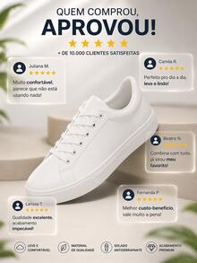 Women's Casual White Comfortable Sneakers - Blogger Style - 白色 - 查看 2