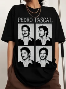 Pedro Pascal Daddy Printed Men's Sports T-Shirt With Crew Neck And Short Sleeves - Black - View 6