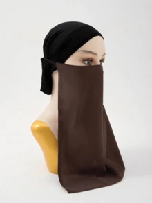 1pc Women's New Chiffon Elastic Mask Adjustable Solid Color Muslim Hijab Fashion Classic Outdoor Wear,Travel Essential,Beach Towel - Multicolor - View 1