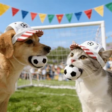 1 pieza Sombrero con temática de la Copa Mundial adecuado para perros y gatos, gorra de fútbol para perros con agujeros para las orejas, boina y gorra de béisbol para mascotas, sombrero ajustable para el sol adecuado para gatos y perros pequeños/medianos, accesorio para caminar para mascotas - Multicolor - Ver 1