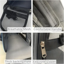 软边宠物航空箱,符合航空公司规定的宠物旅行手提袋,适用于猫、小型犬、兔子,可折叠且舒适。 - 黑色 - 查看 10