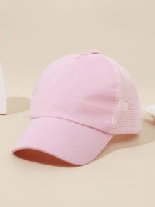 1pc Kids' Solid Color Baseball Cap With Ear Flaps, Adjustable Mesh Sun Hat For Toddler Girls, Suitable For Outdoor, Beach, Daily Use - Pink - View 8