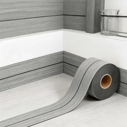 1 miếng dán trang trí góc tường tự dính nội ngoại thất kích thước 3.14" x 118.11", dễ dán, họa tiết vân gỗ, thích hợp trang trí nhà cửa, cũng có thể dùng cho trần nhà.
