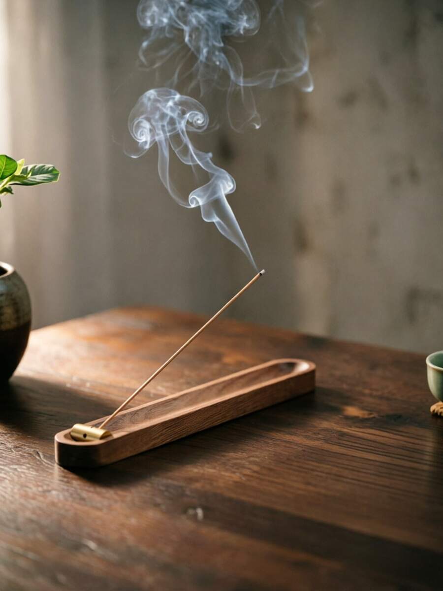 LEEAN 1pc Walnut Incense Holder, Incense Stick Holder, Wooden Incense Box, Incense Burner, Zen-Style Incense Burner, For Burning Incense And Meditation, Home Decor - 1PC - View 1