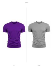 Kit 2 T-Shirts Plain T-Shirts 100% Polyester - Purple and Gray - View 1