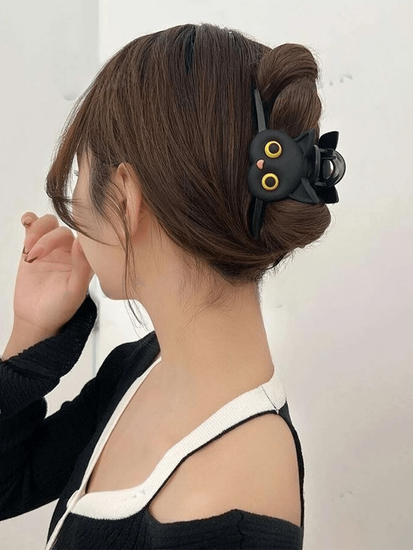 1 chiếc kẹp tóc hình móng vuốt mèo đen dễ thương thời trang - màu đen - Xem 1