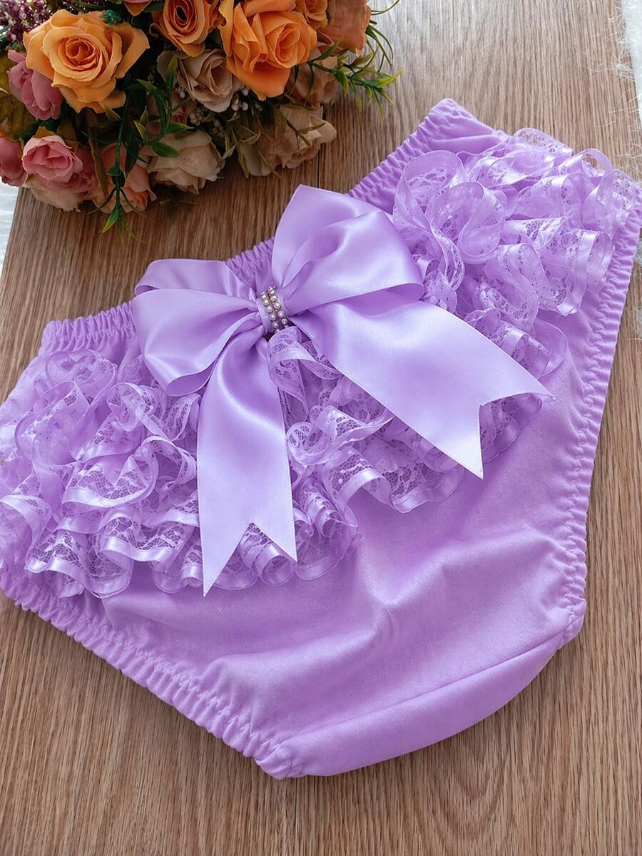 Ruffled Panties With Bow, Sizes S, M, L, XL - Lilac Purple - View 1