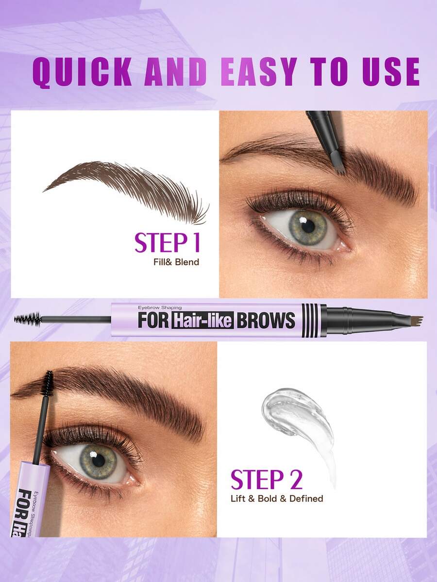 HelloKiss Gel transparente para cejas 2 en 1 Lápiz de cejas de doble extremo Gel laminador de cejas Bolígrafo de cejas con punta de tenedor Cejas naturales y esponjosas Sujeción fuerte y larga duración Resistente al agua y a las manchas Sin copos blancos Fácil de usar para principiantes Maquillaje diario - Tubo morado multicolor - Ver 1