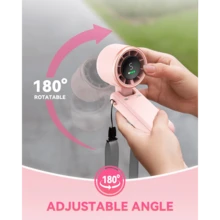 Portable Handheld Turbo Fan, 5000mAh Battery Operated, Up To 12 Working Hours, 5 Gear Wind, LED Display, 180-Degree Foldable, 3-In-1 Hand Fan, Rechargeable Stylish Fan With Air-Turbo-Tech Cooling For Outdoor Activities, Travel, Work&Beach Trip Essentials(Pink) - Quạt 3 trong 1 (cầm tay, đeo cổ & để bàn) - Xem 6