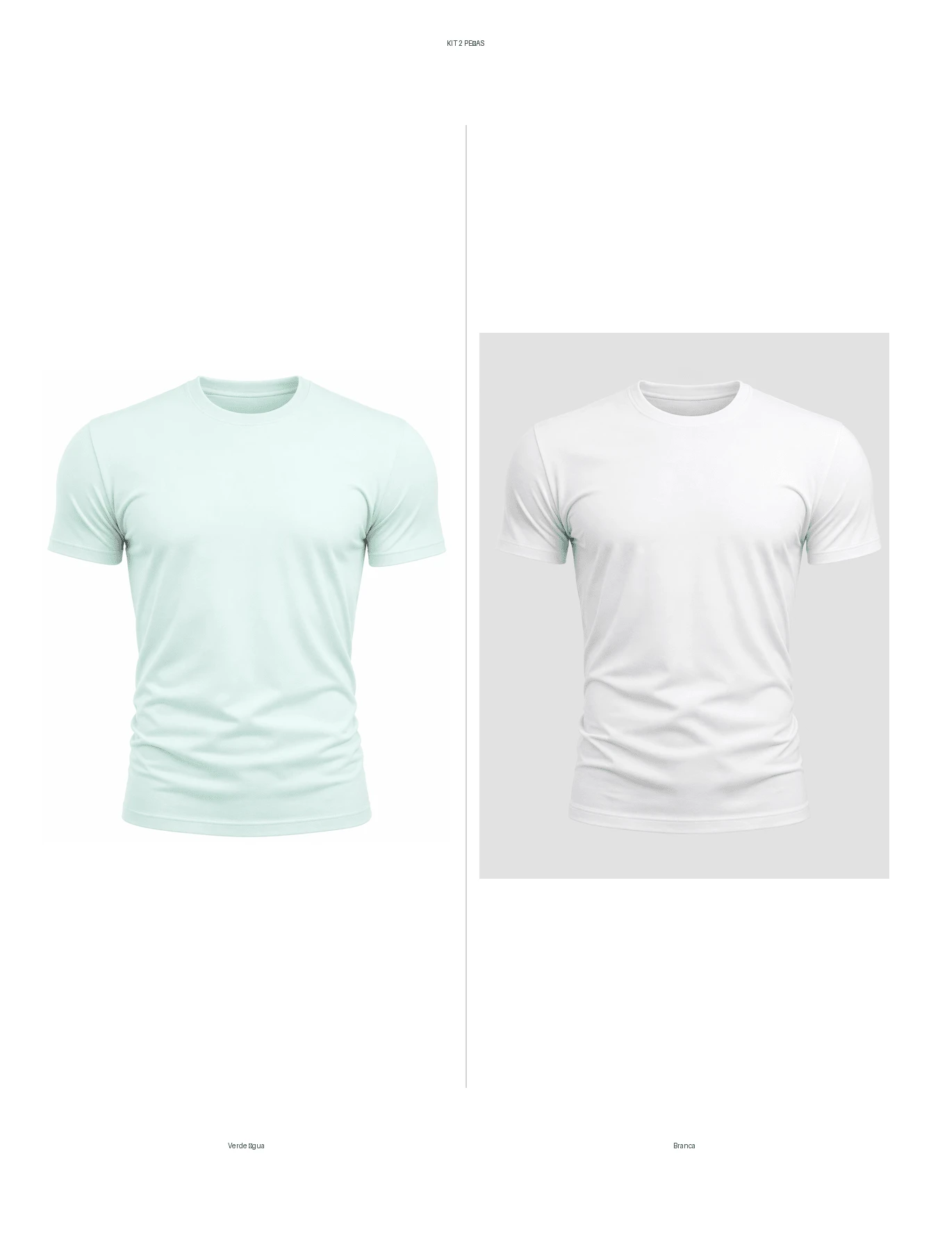 Kit 2 T-Shirts Plain T-Shirts 100% Polyester - Light Green and White - View 1