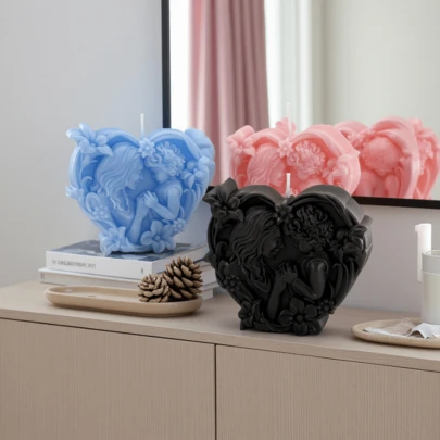 1pc Heart-Shaped Mother & Child Scented Candle, Holiday Gift, Mother's Day Candle, Luxury Decorative Candle, Gift For Others, Has Fragrance Even When Unlit
