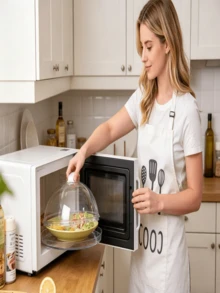 Microwave Splash Guard With Easy Grip Handle, Heat Resistant Microwave Food Cover - Transparent - View 11
