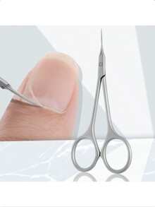 1 pieza Tijeras de acero inoxidable para cutículas, removedor de piel muerta para uñas, cortaúñas, tijeras de manicura con punta curva - A - View 6